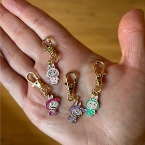 Cute Labubu Charm Set - Gold tone, Pink, Purple, Green, pale pink